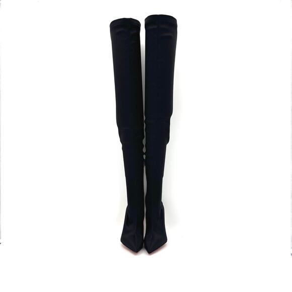 NEW Christian Louboutin Lipstrass Botta Alta Crystal Embellished OTK Boots 37.5 - Picture 4 of 9